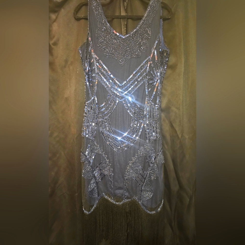 Fringe dark Blue dress medium